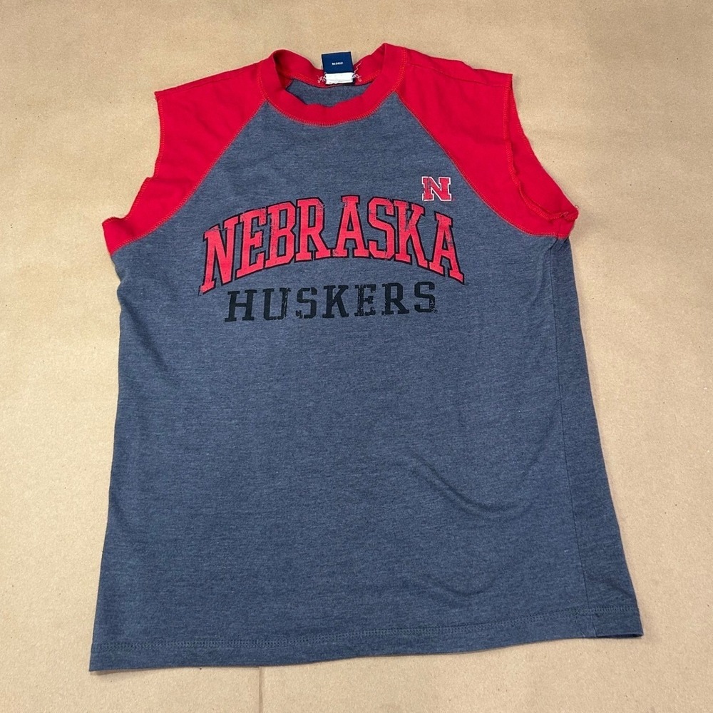 Old Varsity Brand Gray Nebraska Huskers Tank Top Mens Medium